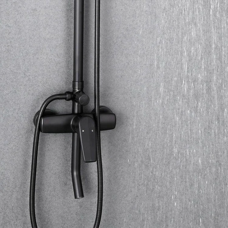 Black Shower Set Round Swivel Tap Lever Handle Two Shower Head Shower System -Bathlova