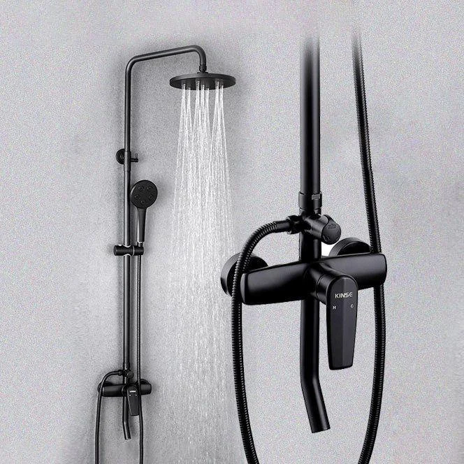 Black Shower Set Round Swivel Tap Lever Handle Two Shower Head Shower System -Bathlova