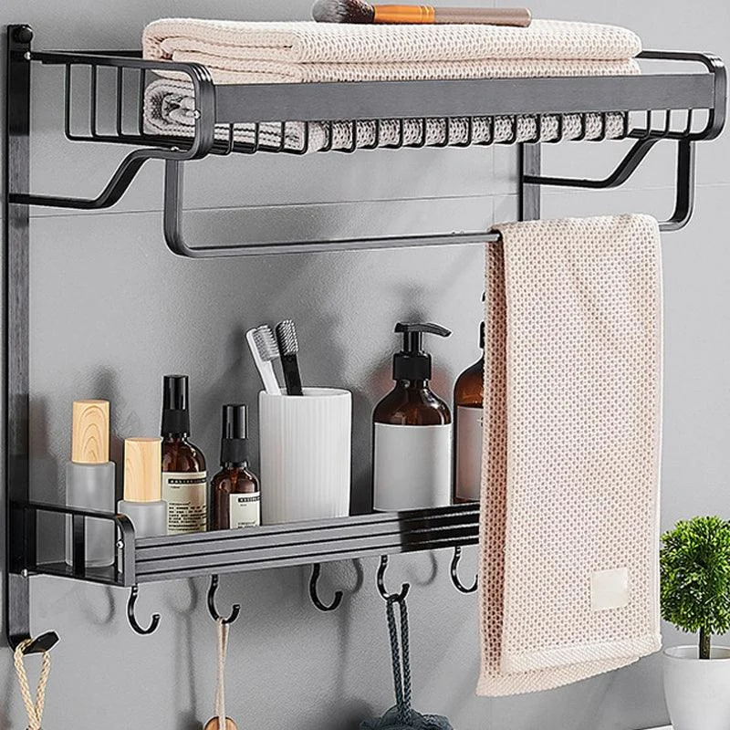 Black / Sliver Bathroom Accessory Aluminum Hardware Set Bath Shelf -Bathlova