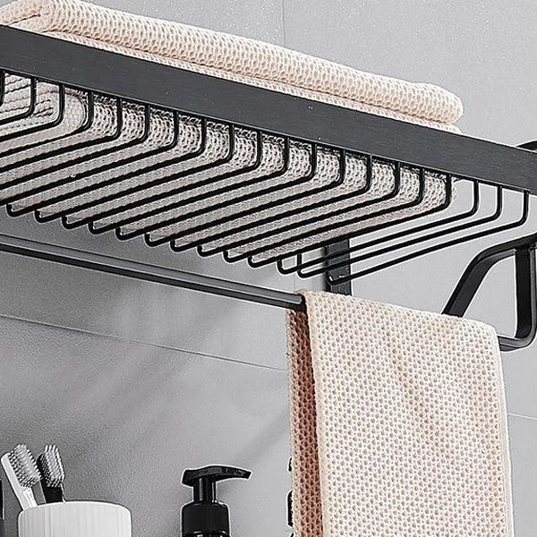 Black / Sliver Bathroom Accessory Aluminum Hardware Set Bath Shelf -Bathlova