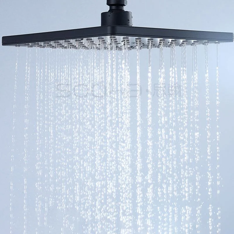 Black Square Fixed Shower Head Modern Style Wall-Mount Showerhead -Bathlova