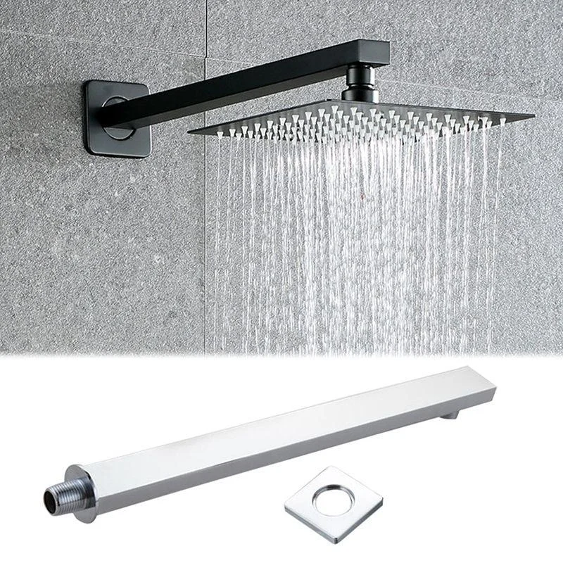 Black Square Fixed Shower Head Modern Style Wall-Mount Showerhead -Bathlova