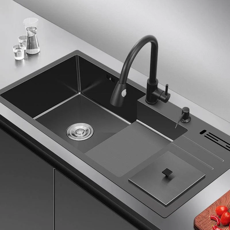 Black Stainless Steel Kitchen Sink 2 Holes Sink with Basket Strainer -Bathlova