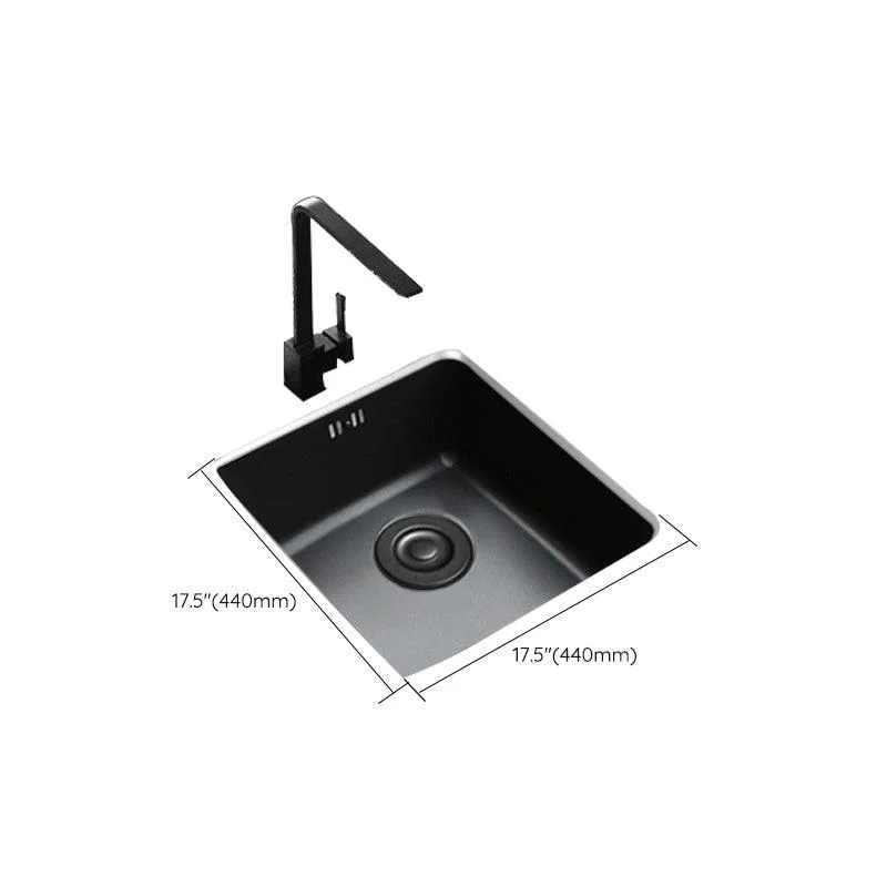 Black Stainless Steel Sink Single Bowl Undermount Sink with Basket Strainer -Bathlova