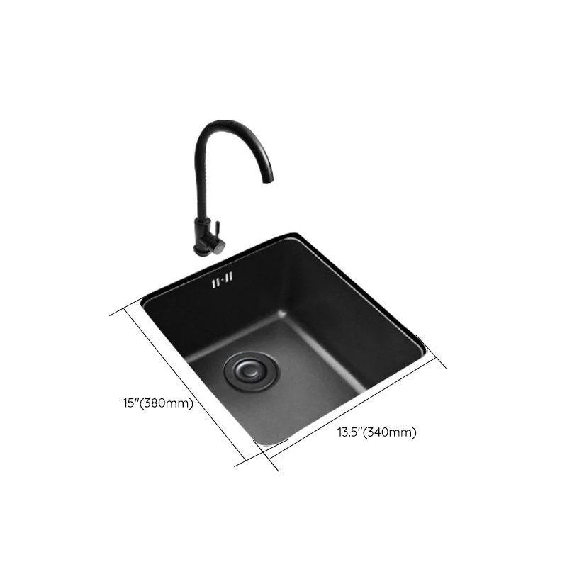 Black Stainless Steel Sink Single Bowl Undermount Sink with Basket Strainer -Bathlova