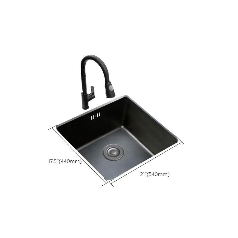 Black Stainless Steel Sink Single Bowl Undermount Sink with Basket Strainer -Bathlova