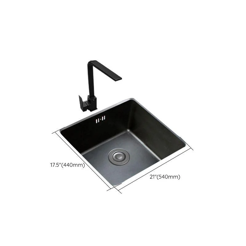 Black Stainless Steel Sink Single Bowl Undermount Sink with Basket Strainer -Bathlova