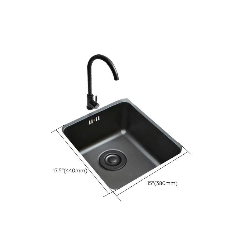 Black Stainless Steel Sink Single Bowl Undermount Sink with Basket Strainer -Bathlova