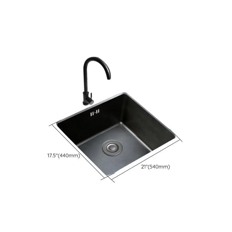 Black Stainless Steel Sink Single Bowl Undermount Sink with Basket Strainer -Bathlova