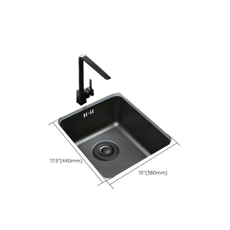 Black Stainless Steel Sink Single Bowl Undermount Sink with Basket Strainer -Bathlova