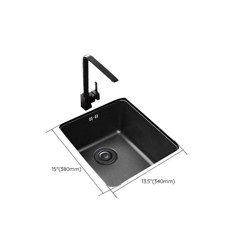 Black Stainless Steel Sink Single Bowl Undermount Sink with Basket Strainer -Bathlova