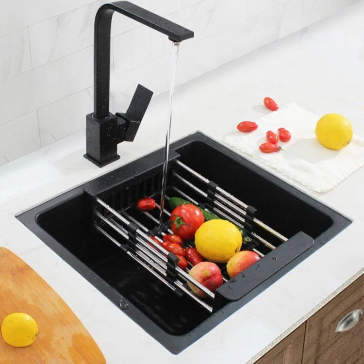 Black Stainless Steel Sink Single Bowl Undermount Sink with Basket Strainer -Bathlova