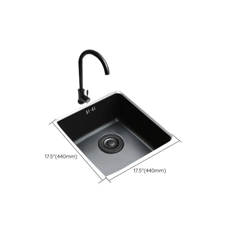 Black Stainless Steel Sink Single Bowl Undermount Sink with Basket Strainer -Bathlova