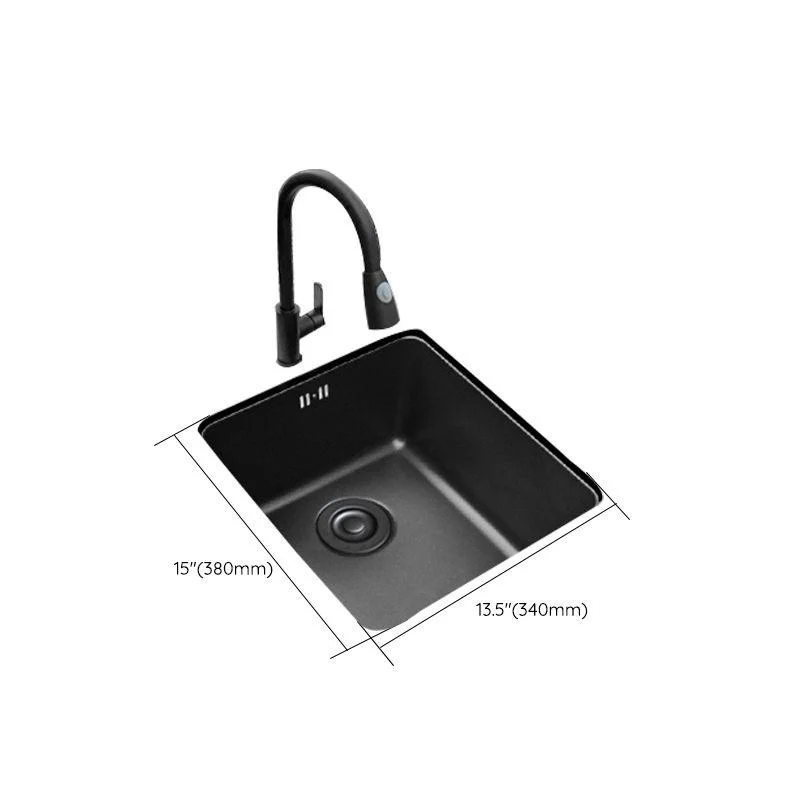 Black Stainless Steel Sink Single Bowl Undermount Sink with Basket Strainer -Bathlova