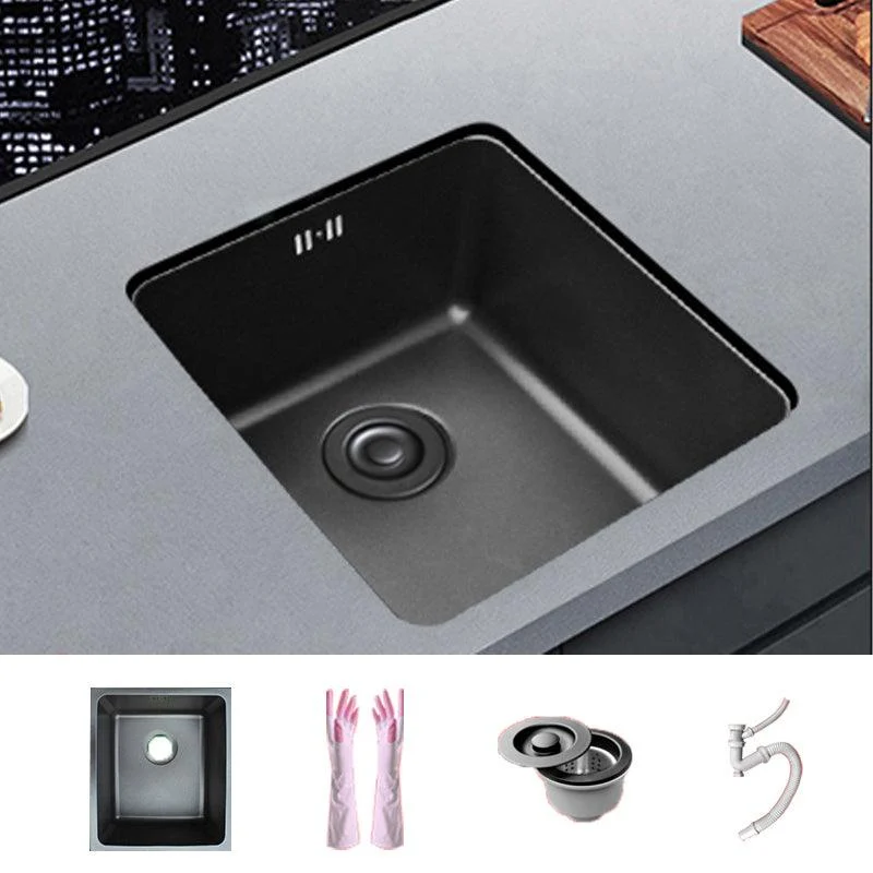 Black Stainless Steel Sink Single Bowl Undermount Sink with Basket Strainer -Bathlova