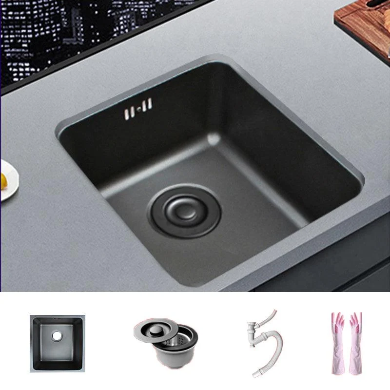 Black Stainless Steel Sink Single Bowl Undermount Sink with Basket Strainer -Bathlova