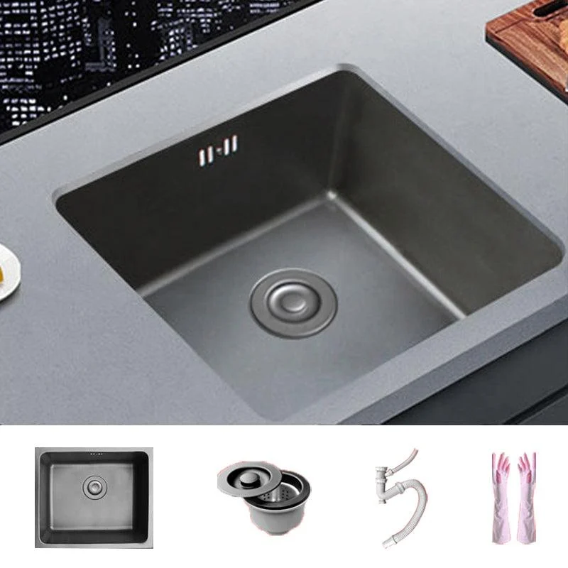 Black Stainless Steel Sink Single Bowl Undermount Sink with Basket Strainer -Bathlova