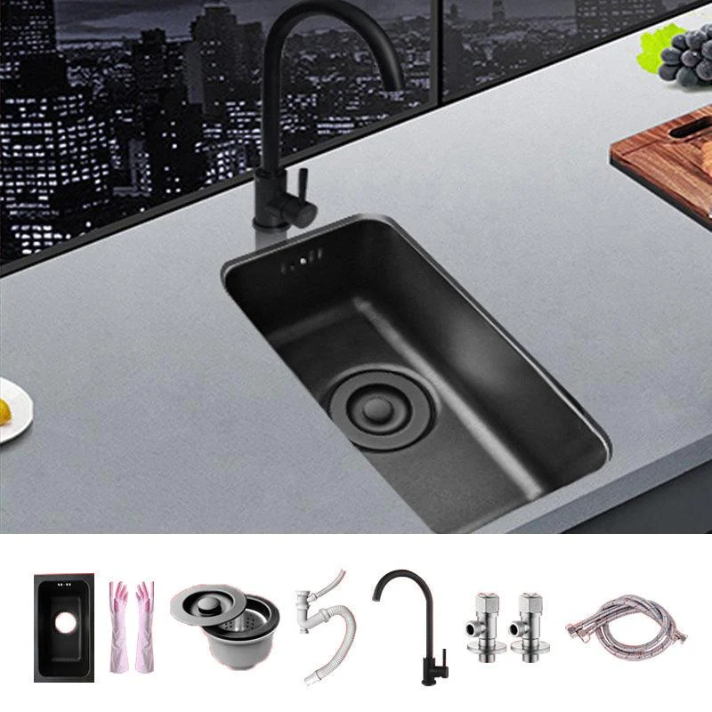 Black Stainless Steel Sink Single Bowl Undermount Sink with Basket Strainer -Bathlova