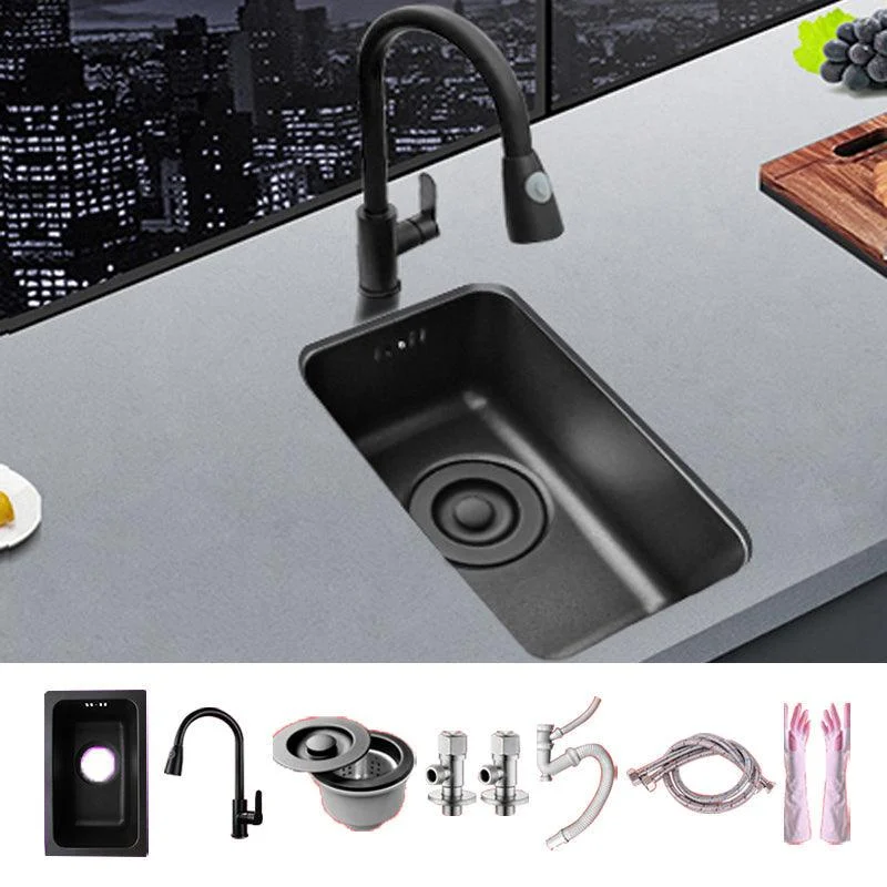 Black Stainless Steel Sink Single Bowl Undermount Sink with Basket Strainer -Bathlova