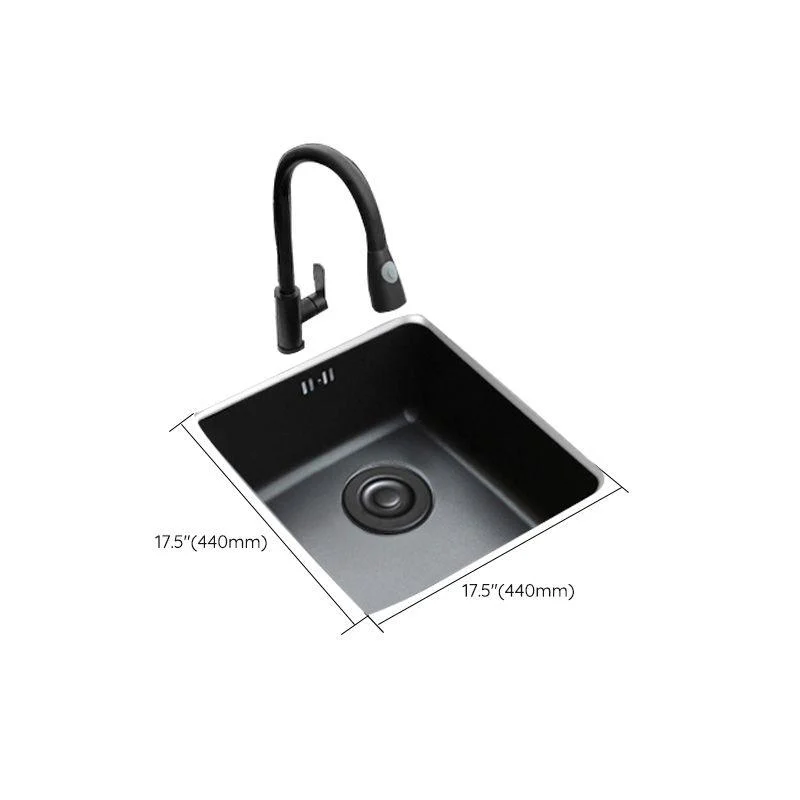 Black Stainless Steel Sink Single Bowl Undermount Sink with Basket Strainer -Bathlova