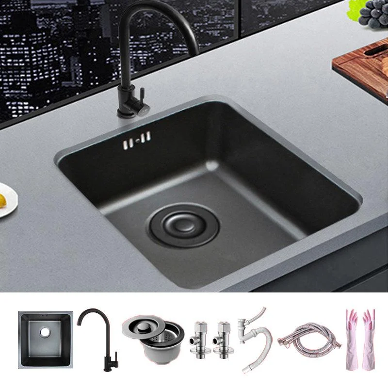 Black Stainless Steel Sink Single Bowl Undermount Sink with Basket Strainer -Bathlova