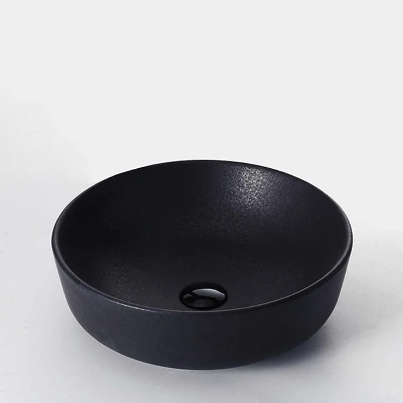 Black Trough Bathroom Sink Round Porcelain Trough Bathroom Sink -Bathlova