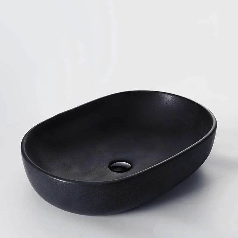 Black Trough Bathroom Sink Round Porcelain Trough Bathroom Sink -Bathlova