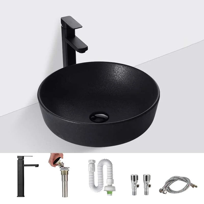 Black Trough Bathroom Sink Round Porcelain Trough Bathroom Sink -Bathlova