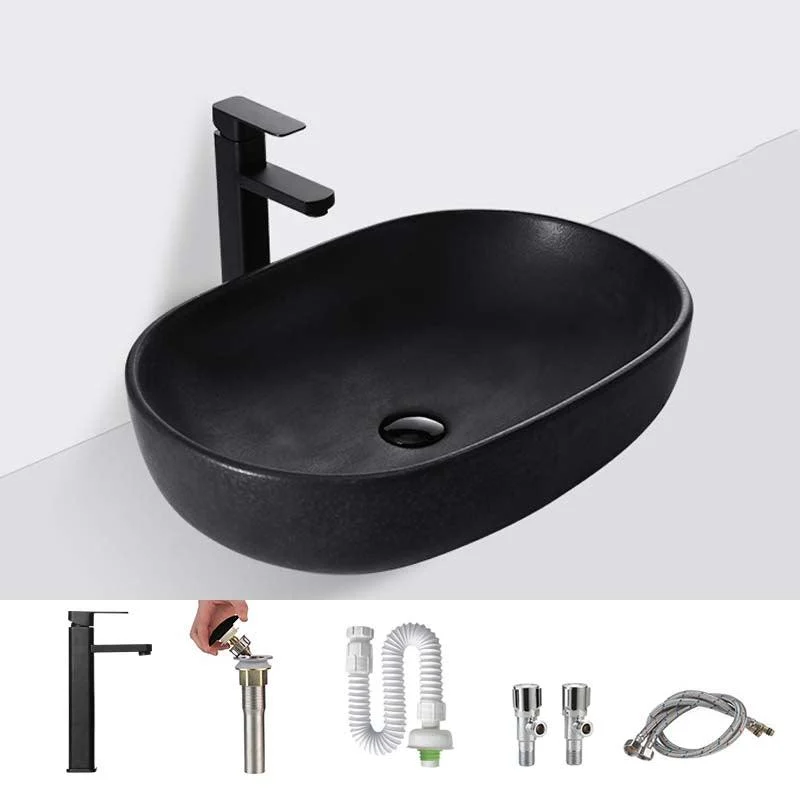 Black Trough Bathroom Sink Round Porcelain Trough Bathroom Sink -Bathlova