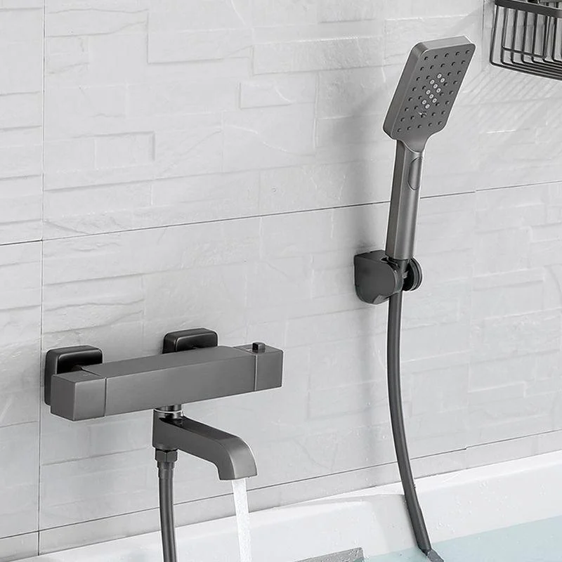 Black Tub Filler Wall-Mounted Brass Single Knob Handle Swivel Tub Filler with Handshower -Bathlova