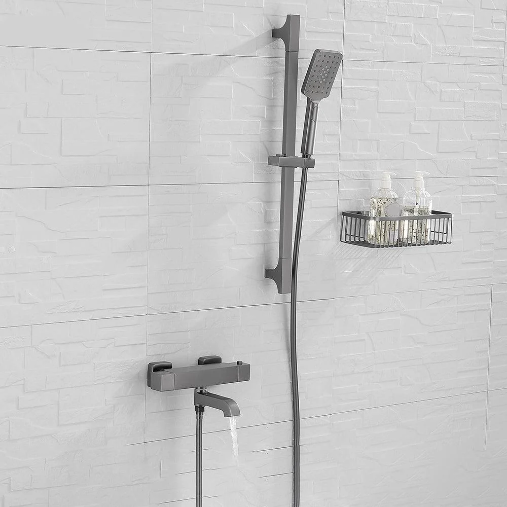 Black Tub Filler Wall-Mounted Brass Single Knob Handle Swivel Tub Filler with Handshower -Bathlova