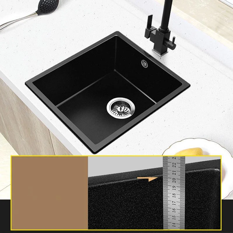 Black Undermount Kitchen Sink Single Bowl Quartz Sink with Tap -Bathlova