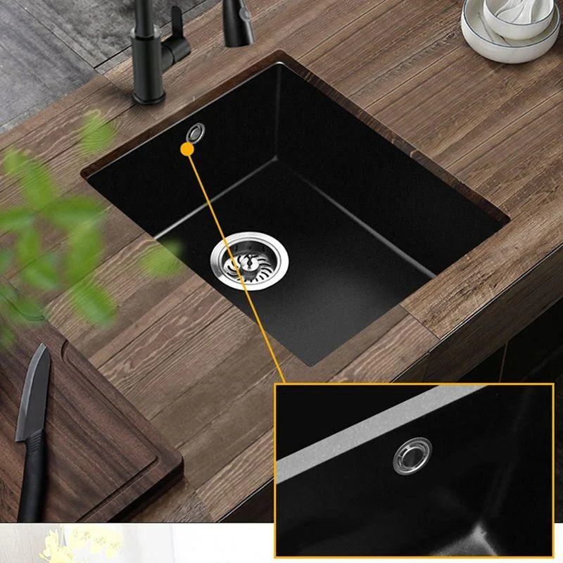 Black Undermount Kitchen Sink Single Bowl Quartz Sink with Tap -Bathlova