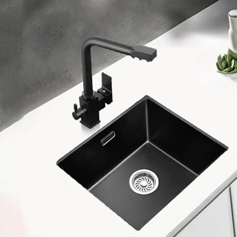 Black Undermount Kitchen Sink Single Bowl Quartz Sink with Tap -Bathlova