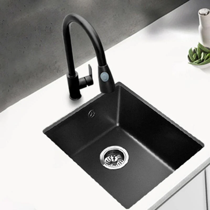 Black Undermount Kitchen Sink Single Bowl Quartz Sink with Tap -Bathlova