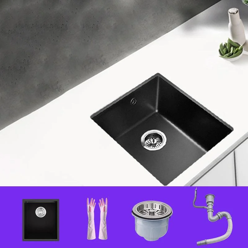 Black Undermount Kitchen Sink Single Bowl Quartz Sink with Tap -Bathlova