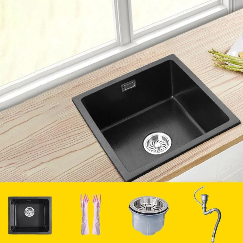 Black Undermount Kitchen Sink Single Bowl Quartz Sink with Tap -Bathlova