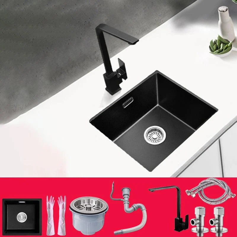 Black Undermount Kitchen Sink Single Bowl Quartz Sink with Tap -Bathlova