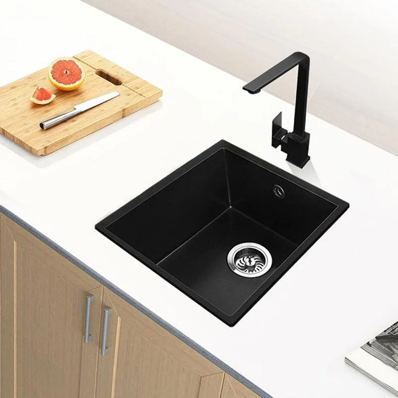 Black Undermount Kitchen Sink Single Bowl Quartz Sink with Tap -Bathlova