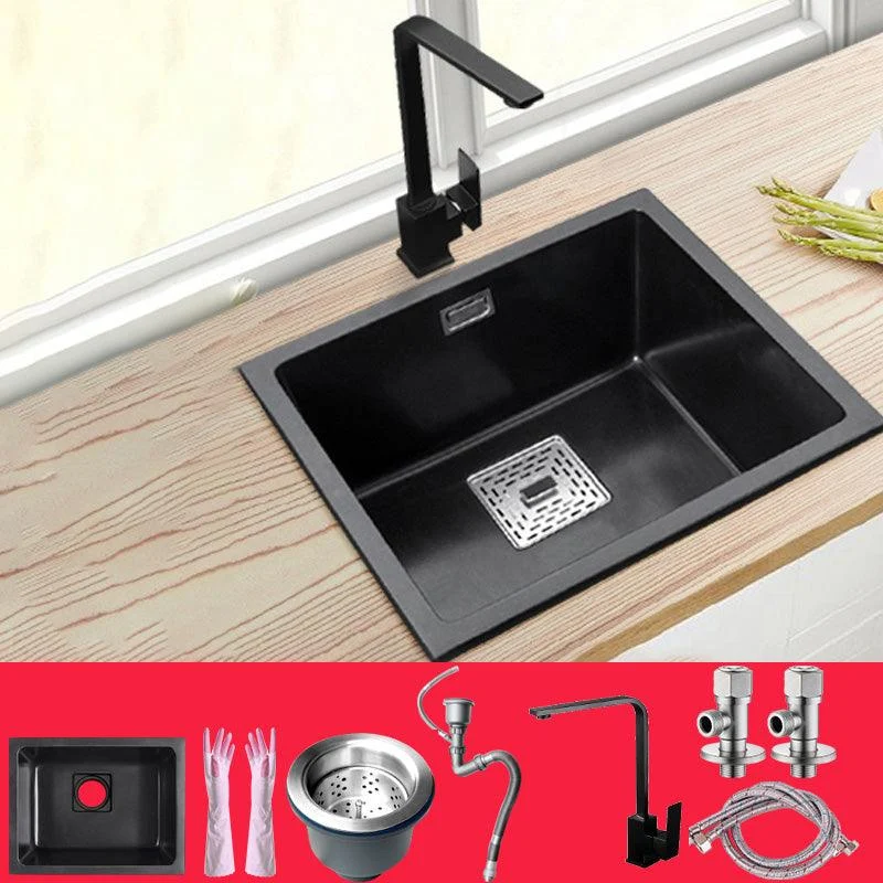 Black Undermount Kitchen Sink Single Bowl Quartz Sink with Tap -Bathlova