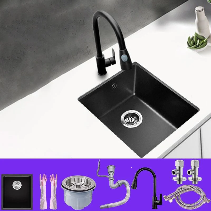 Black Undermount Kitchen Sink Single Bowl Quartz Sink with Tap -Bathlova