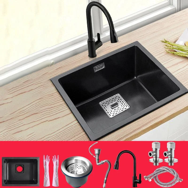 Black Undermount Kitchen Sink Single Bowl Quartz Sink with Tap -Bathlova