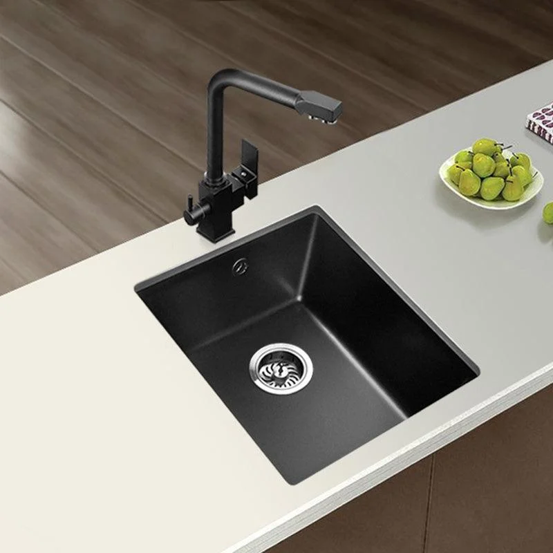 Black Undermount Kitchen Sink Single Bowl Quartz Sink with Tap -Bathlova