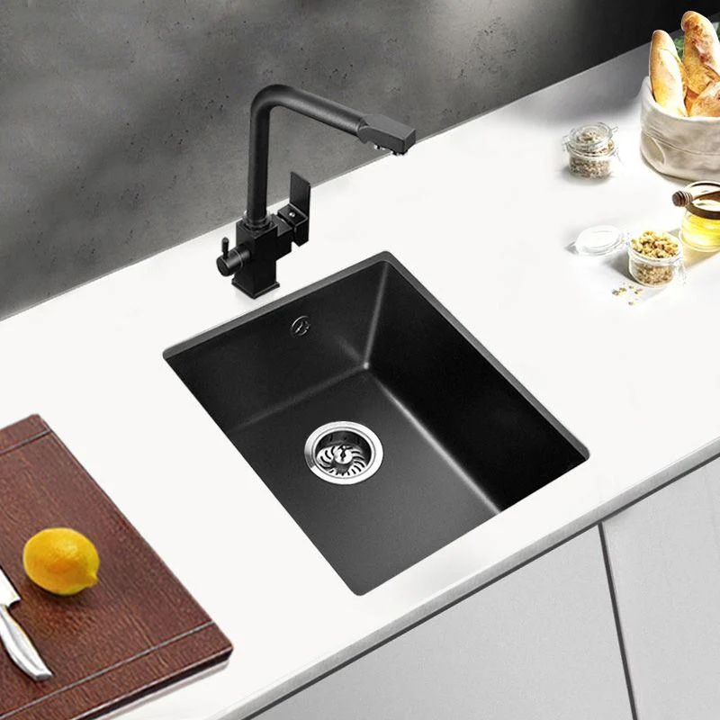 Black Undermount Kitchen Sink Single Bowl Quartz Sink with Tap -Bathlova