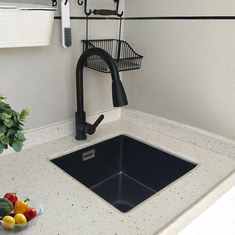 Black Undermount Kitchen Sink Single Bowl Quartz Sink with Tap -Bathlova