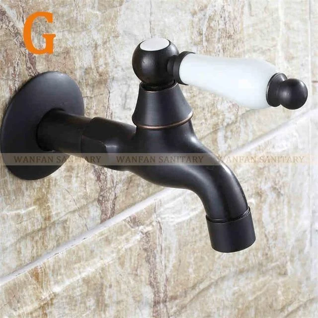 Black Wall Mount Washing Machine Taps -Bathlova