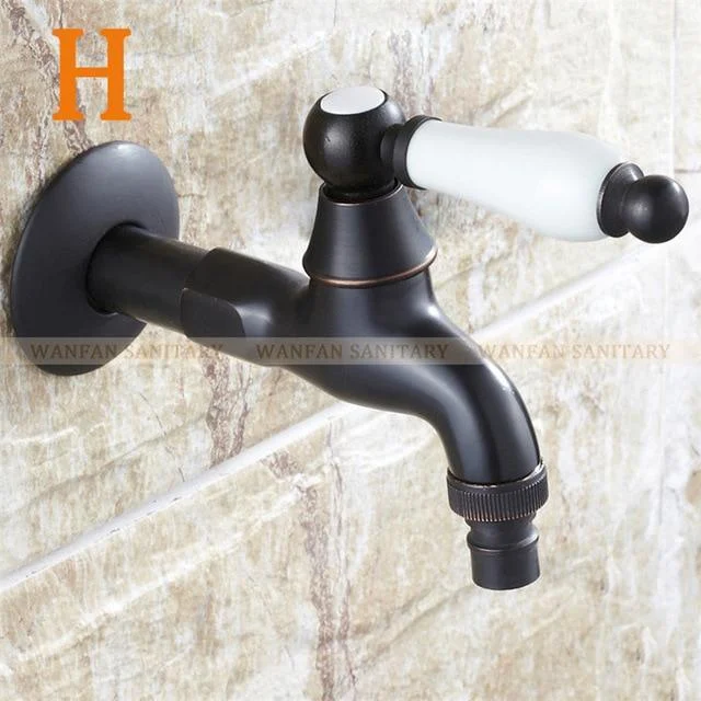 Black Wall Mount Washing Machine Taps -Bathlova