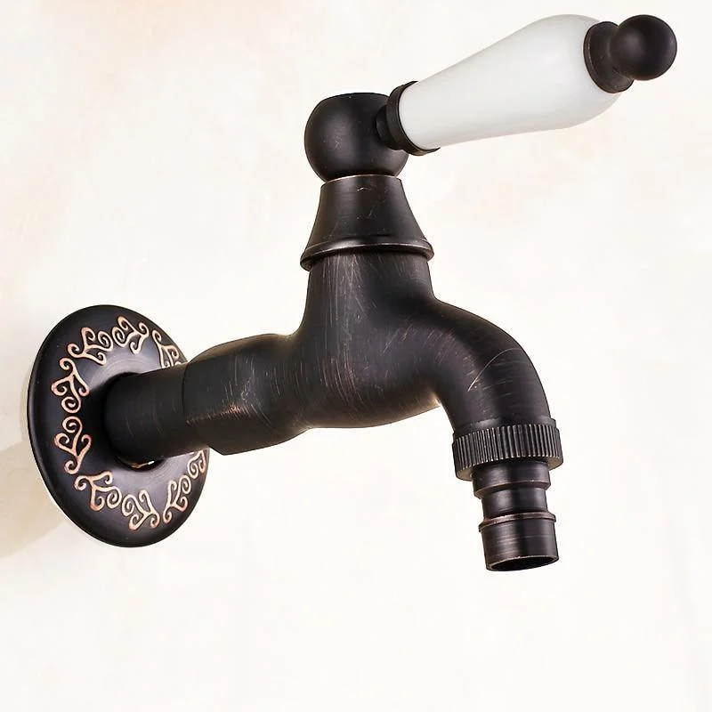 Black Wall Mount Washing Machine Taps -Bathlova