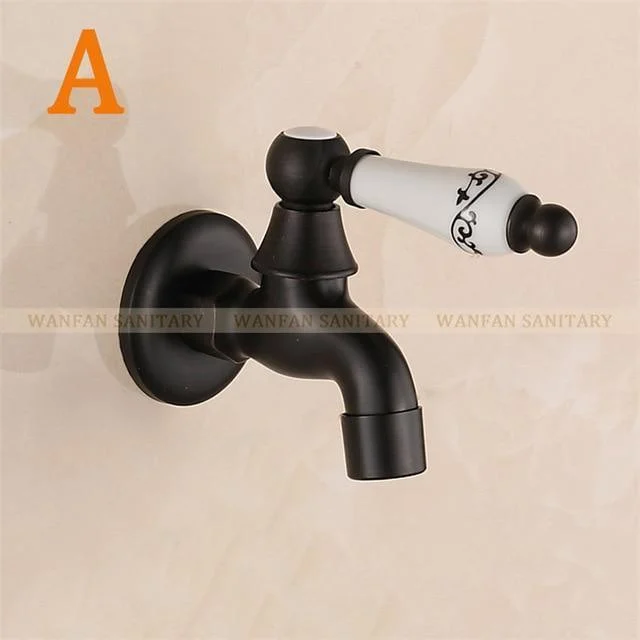 Black Wall Mount Washing Machine Taps -Bathlova