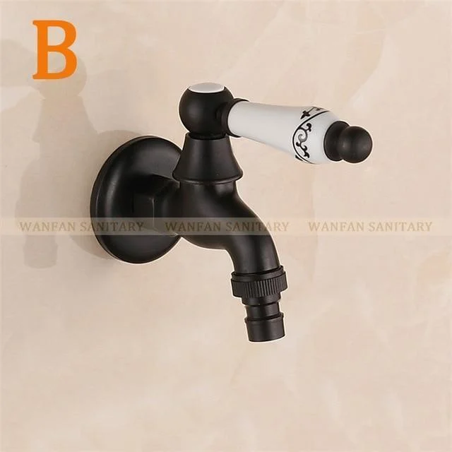 Black Wall Mount Washing Machine Taps -Bathlova